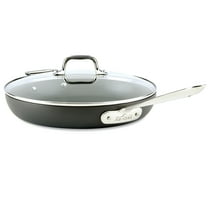 All-Clad E7859664 HA1 Hard Anodized Nonstick Dishwasher Safe PFOA Free Fry Pan with lid  Cookware, 12-Inch, Medium Grey