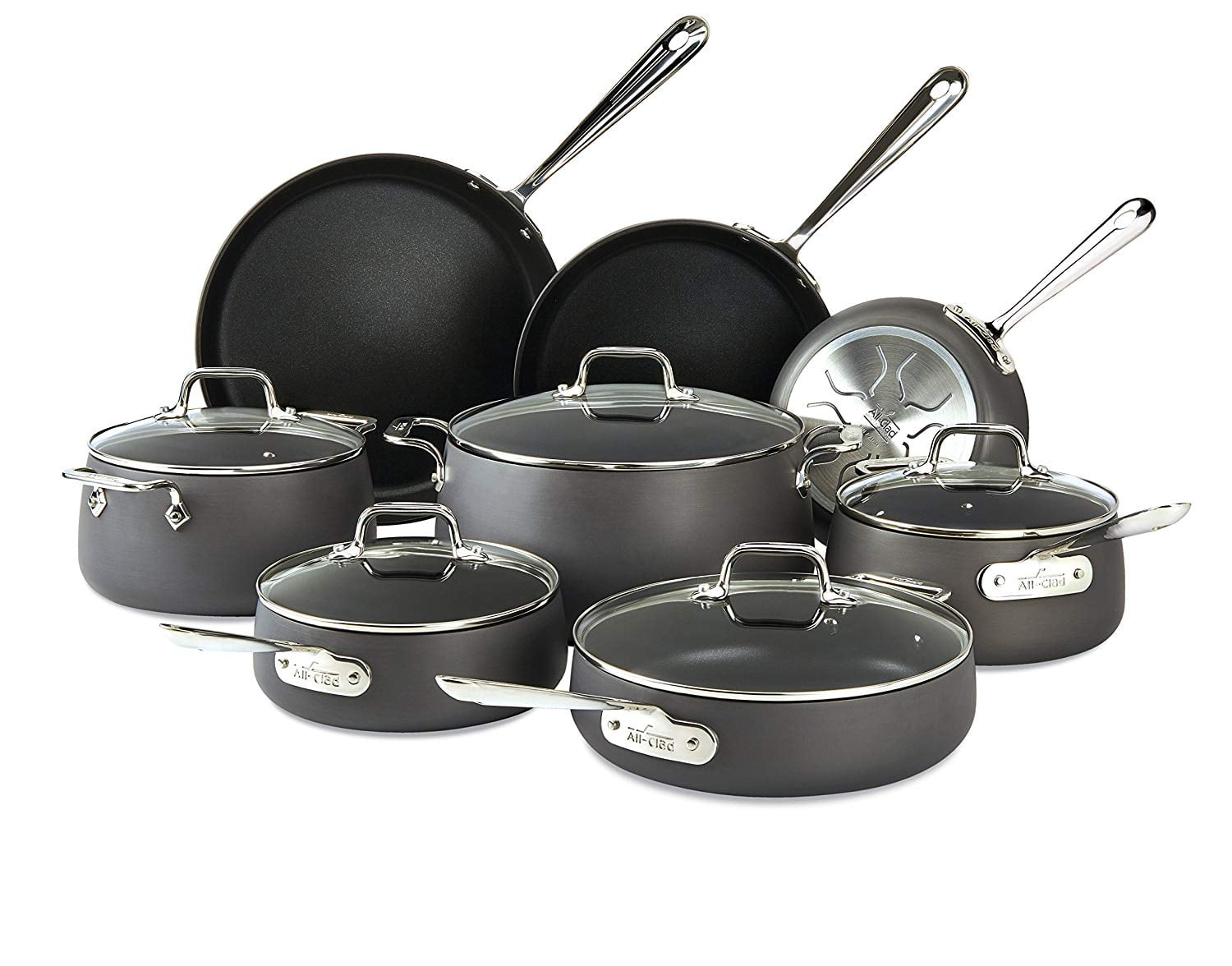 All-Clad HA1 Hard Anodized Nonstick Cookware Set 8 Piece Induction Pots and  Pans Black - Yahoo Shopping
