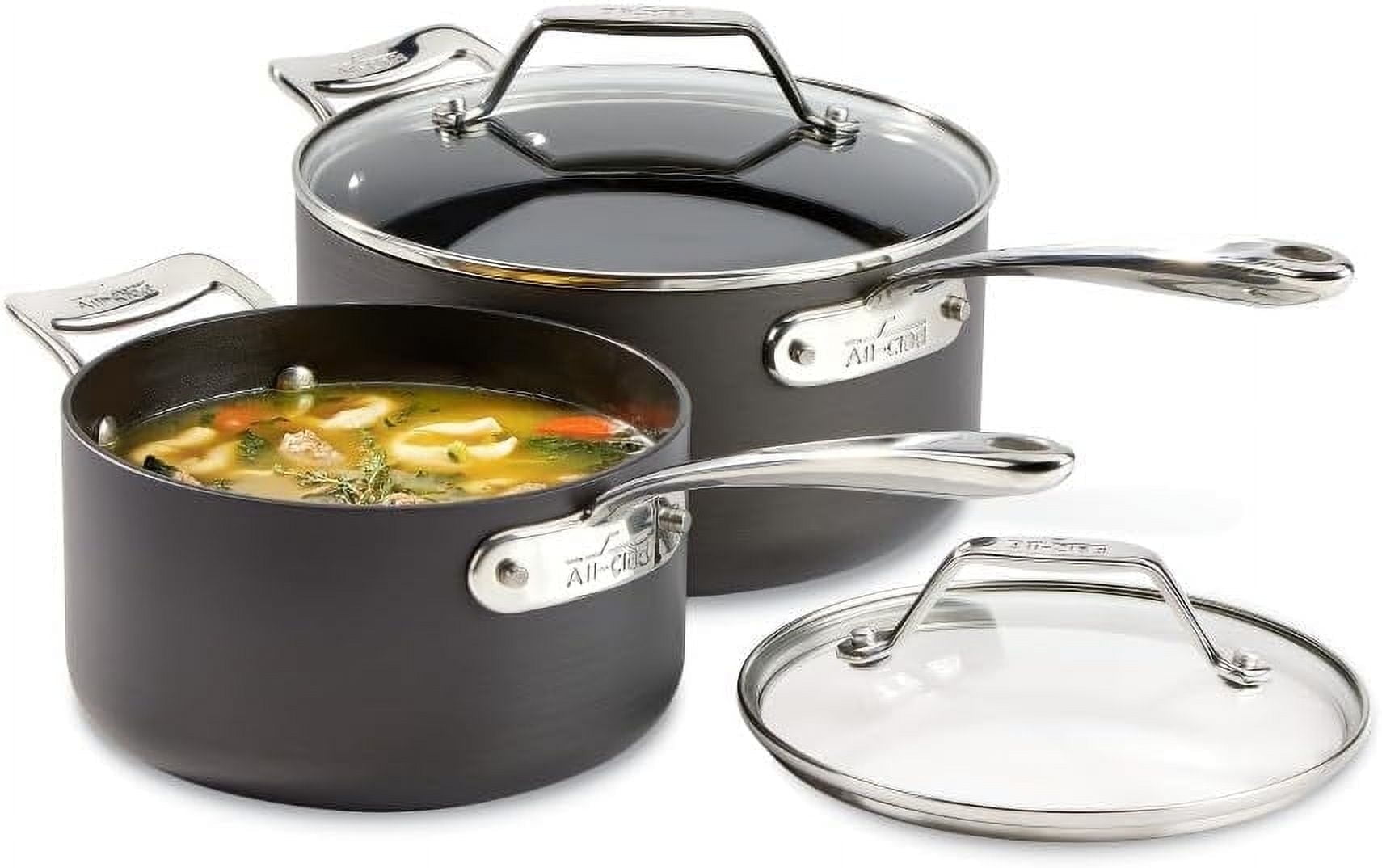 All-Clad Black Hard Anodized Nonstick Sauce Pan Set with Lids