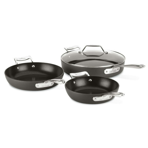 All-Clad Essentials Hard Anodized Nonstick Cookware Set, 4-piece Fry & Saute Set