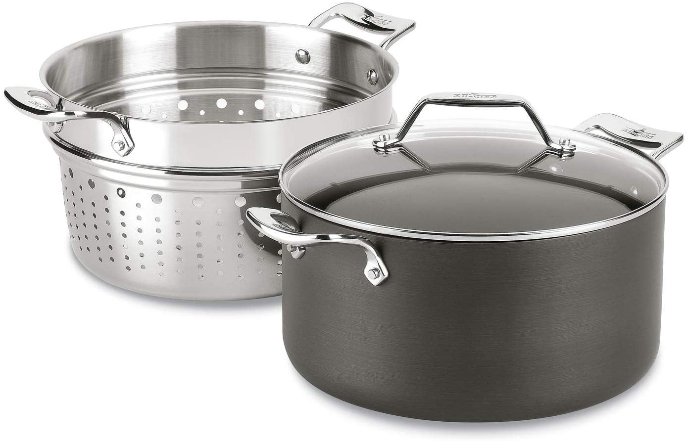 All-Clad 7 Quart Black Aluminum Multi-Pot with Insert and Lid