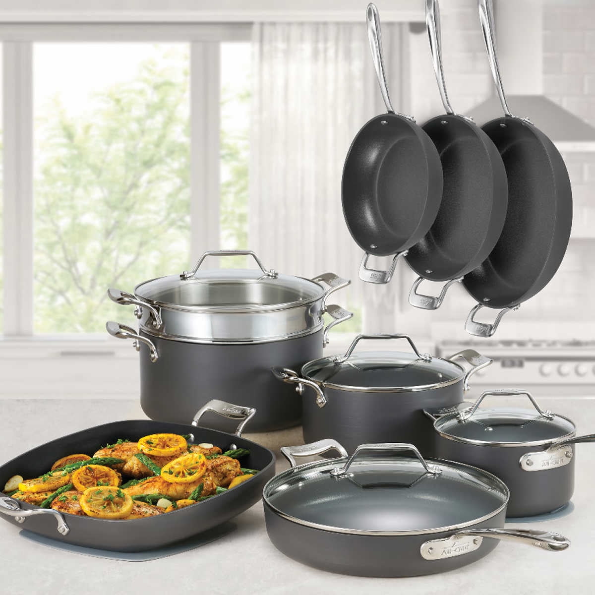 All-Clad Essentials Nonstick 2.5 sauce Pan and 8.5 Inch Fry set – Capital  Cookware