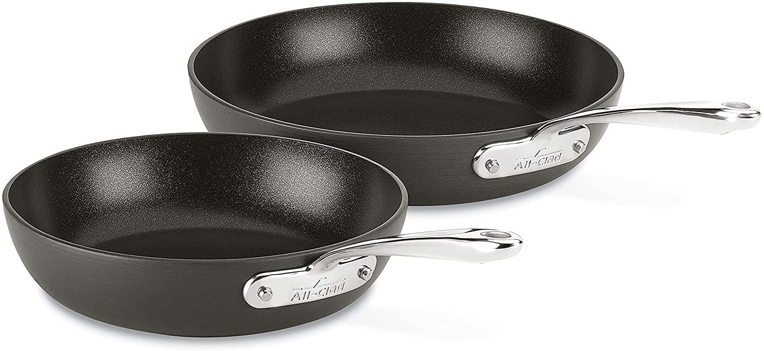 All-Clad Essentials Nonstick Stainless Steel 2-Piece Hard-Anodized Fry Pan  Set 