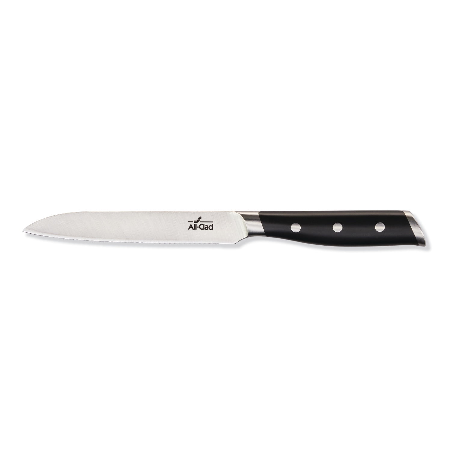 All-Clad Forged German Stainless Steel Serrated Utility Knife 5 Inch, Fully Forged, Expert Precision, Home Kitchen Knife, Cook Tool, Kitchen Tool, Cookware Utensil, Ultra Sharp Knives C42