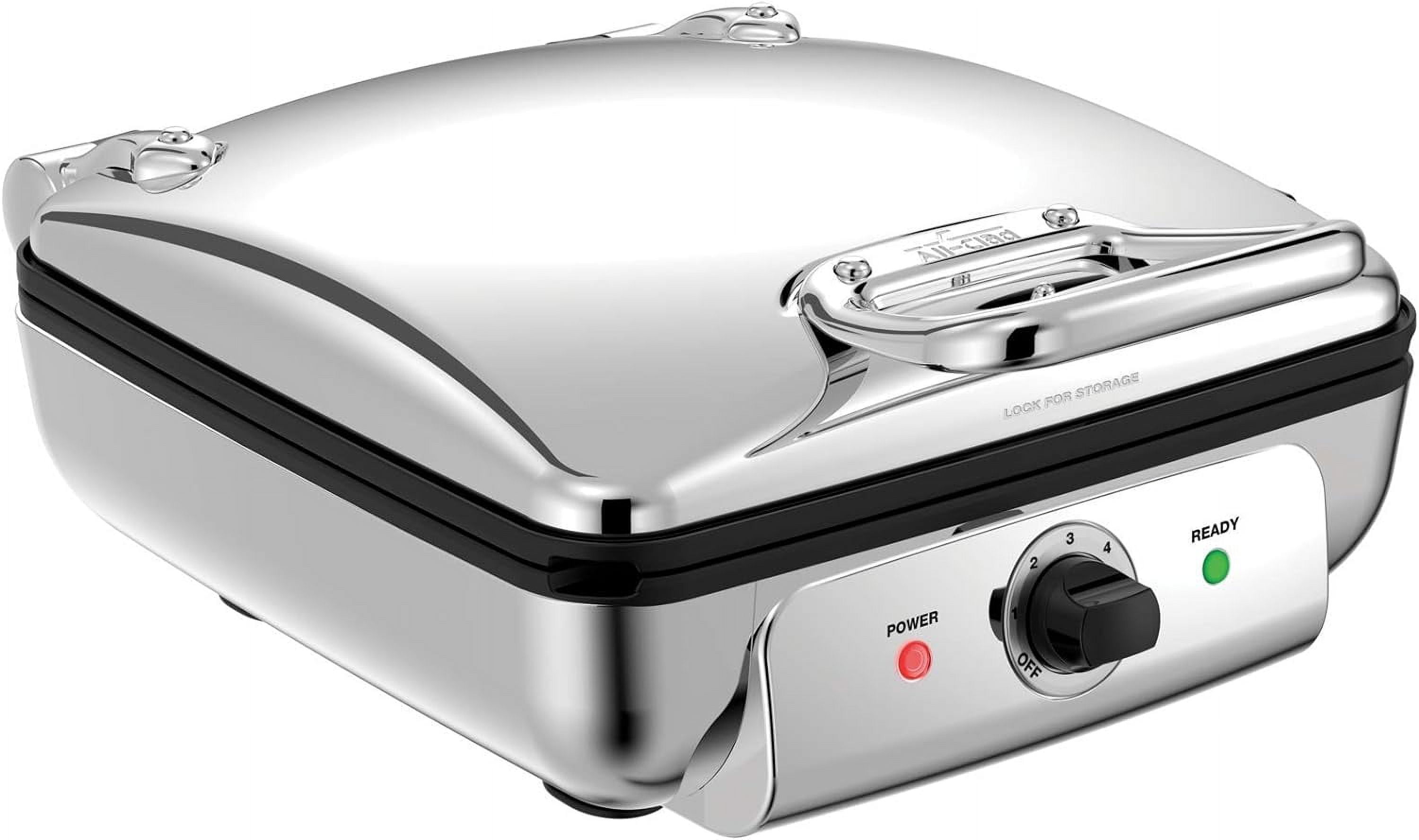 Stainless Steel Belgian Waffle Maker with Non-Stick Removable Plates