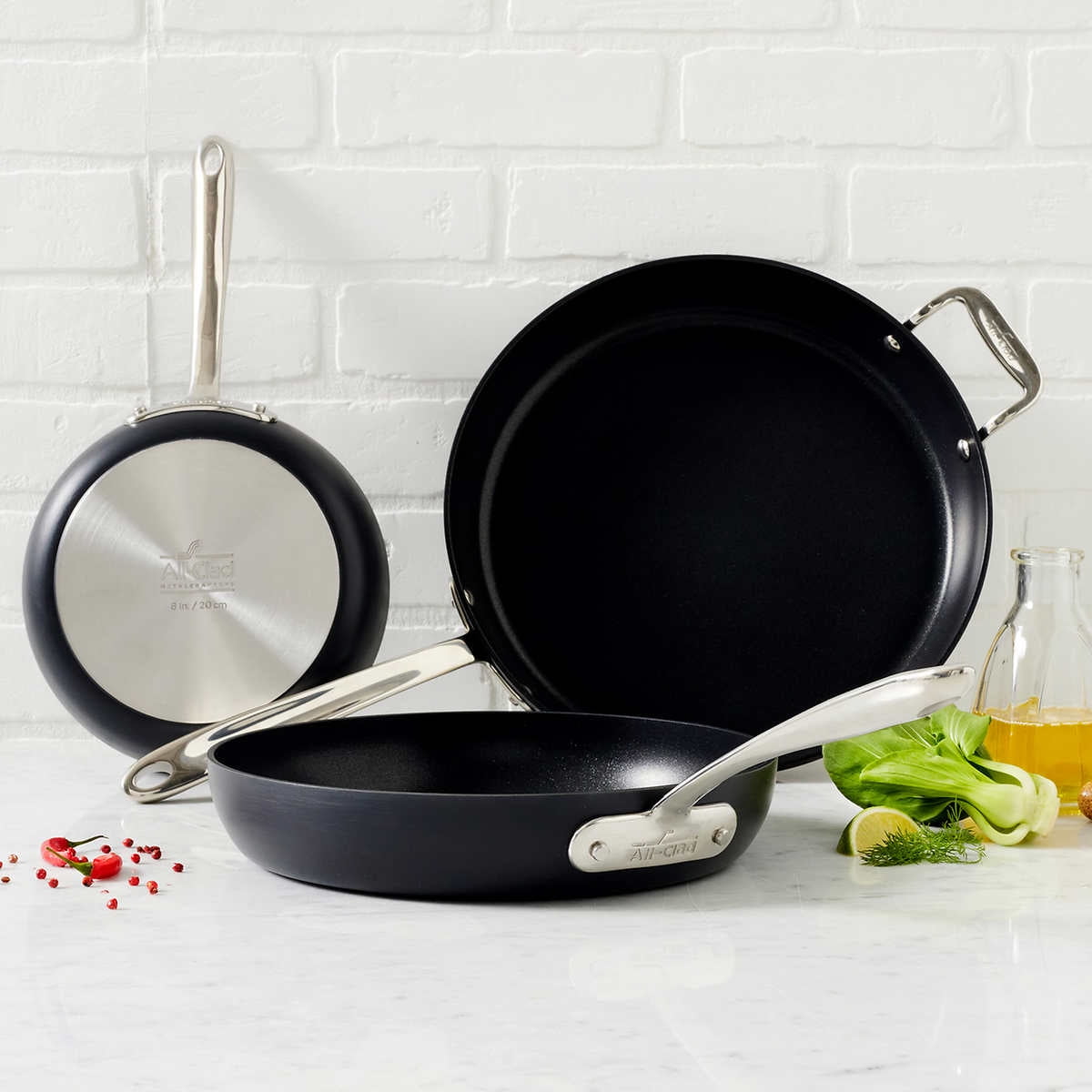 AllClad HardAnodized Fry Pan 3 Piece Set