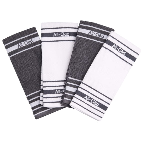 All-Clad Popcorn Texture Cotton Blend, Kitchen Towels, 4-Pack, Pewter
