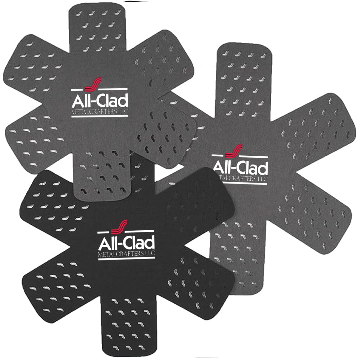 All-Clad Premium Cookware Protectors: Pot and Pan Protectors for Kitchen Organization - Perfect for Cast Iron, Steel, or Glass, (3-Piece), Black/Grey 3-Pack Pot Protectors