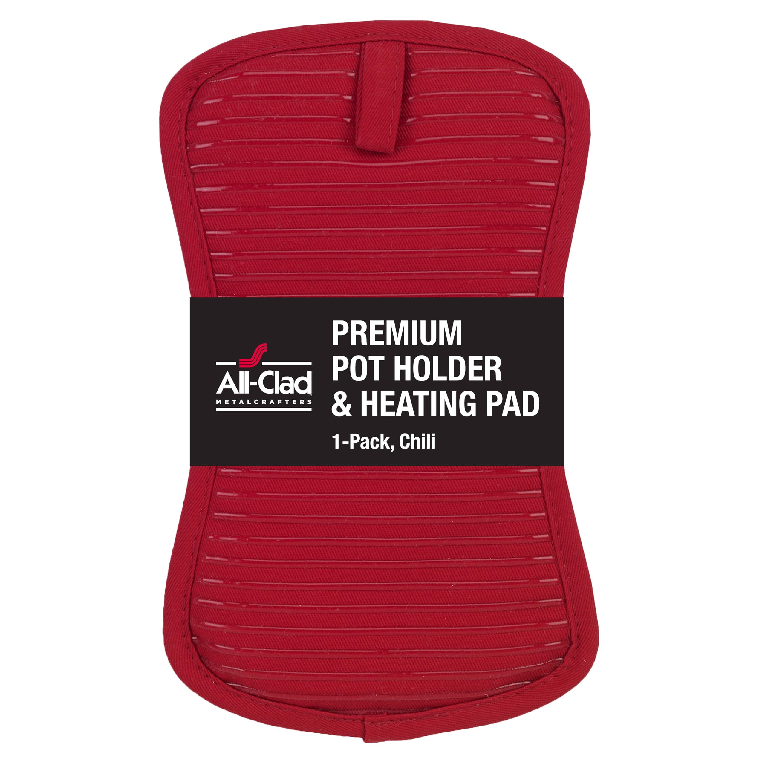 Chili Red Silicone Cotton Twill Pot Holder Set