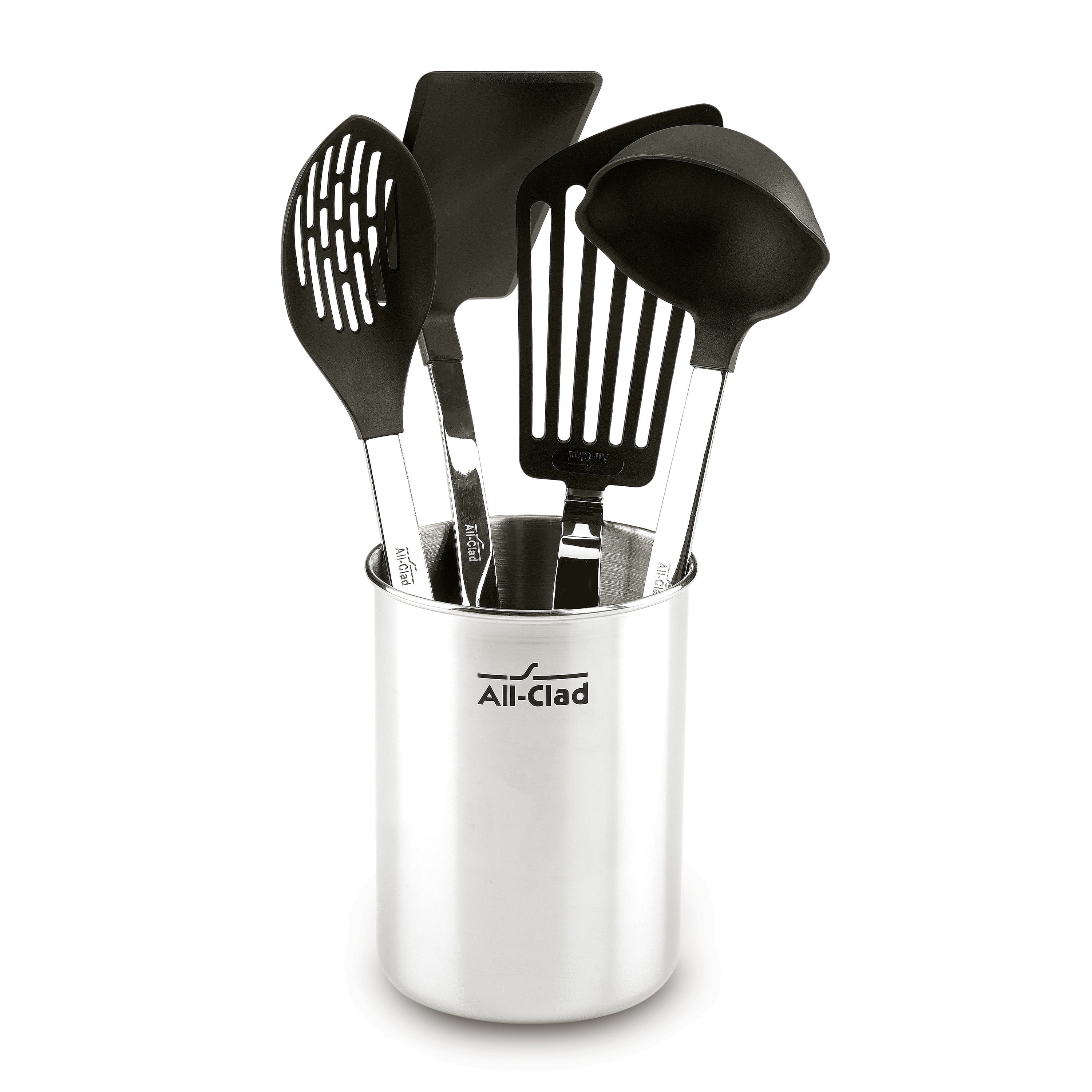 5-Piece Stainless Steel and Nylon Kitchen Tool Set with Caddy