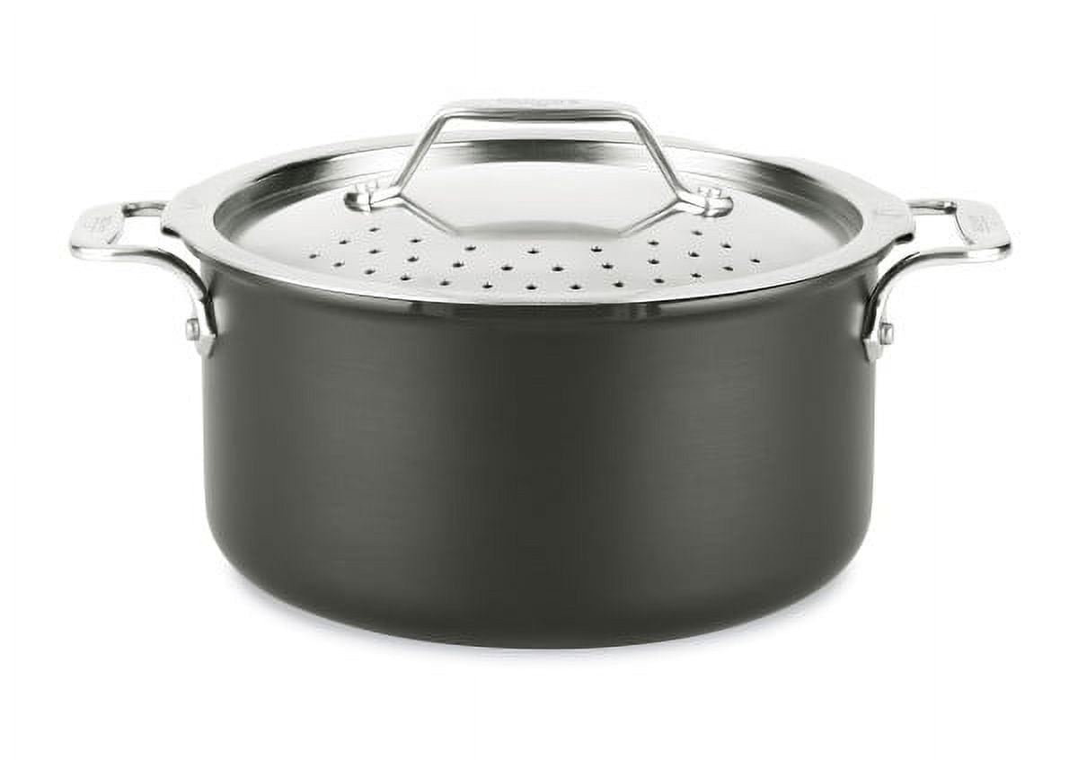 All-Clad 6-Quart Black Nonstick Stockpot with Straining Lid