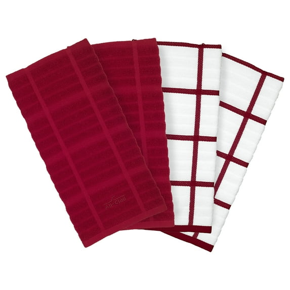 All-Clad Solid & Coordinate Kitchen Towels, 4-Pack, Chili