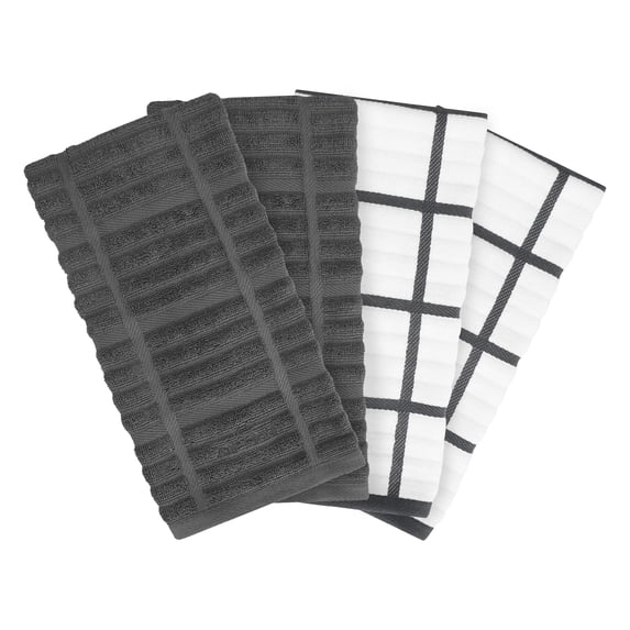 All-Clad Solid & Coordinate Kitchen Towels, 4-Pack, Pewter