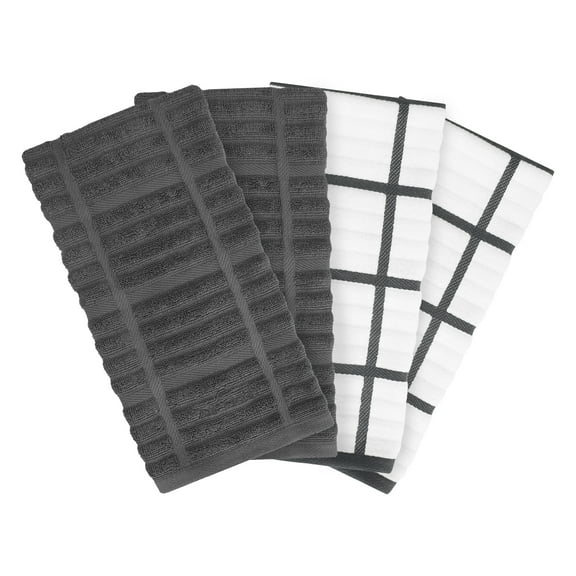 All-Clad Solid & Coordinate Kitchen Towels, 4-Pack, Pewter