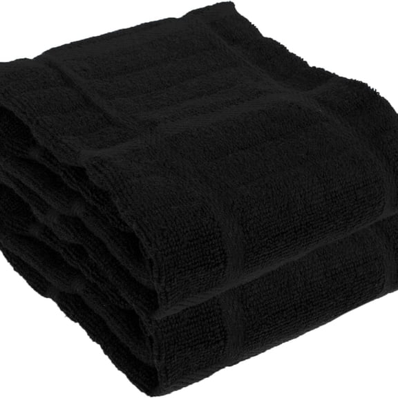 All-Clad Solid Kitchen Towels: Highly Absorbent, Super Soft Long Lasting - Cotton, 17"x30" Tea Towels for Cleaning & Drying Dishes, Pans, Glassware, or Countertops, (2-Pack), Black