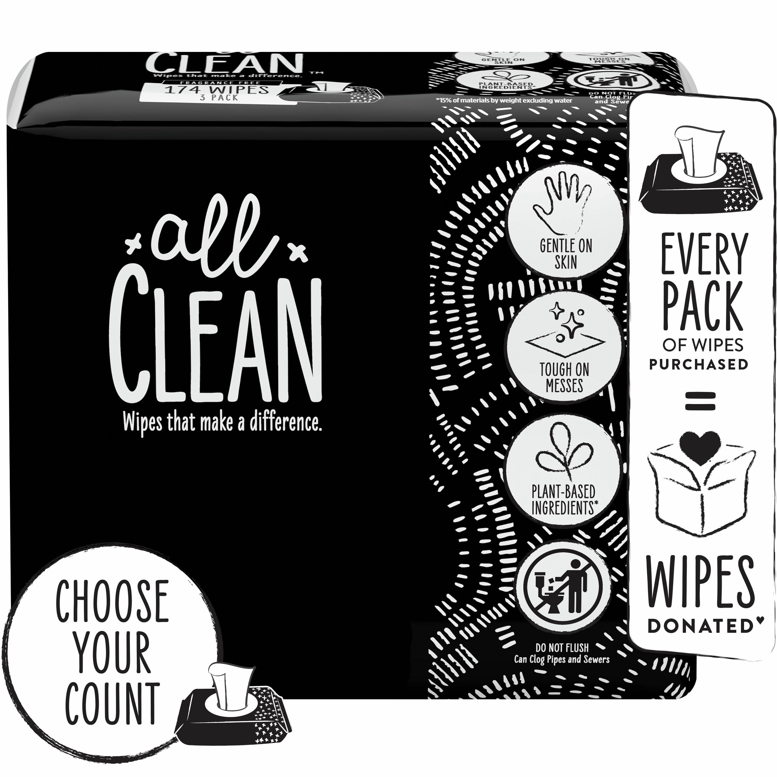 All Clean Plant Based Baby Wipes, Unscented, Sensitive, 464 Ct, 8 Pk