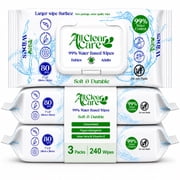All Clear Care Unscented Baby Wipes, 99% Water, Sensitive, XL, 3 Pack, 240ct