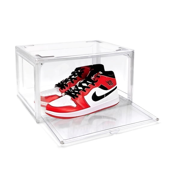 All Clear Plastic Shoe Boxes Stackable Display Case with Magnetic Door 14 US Size Fit