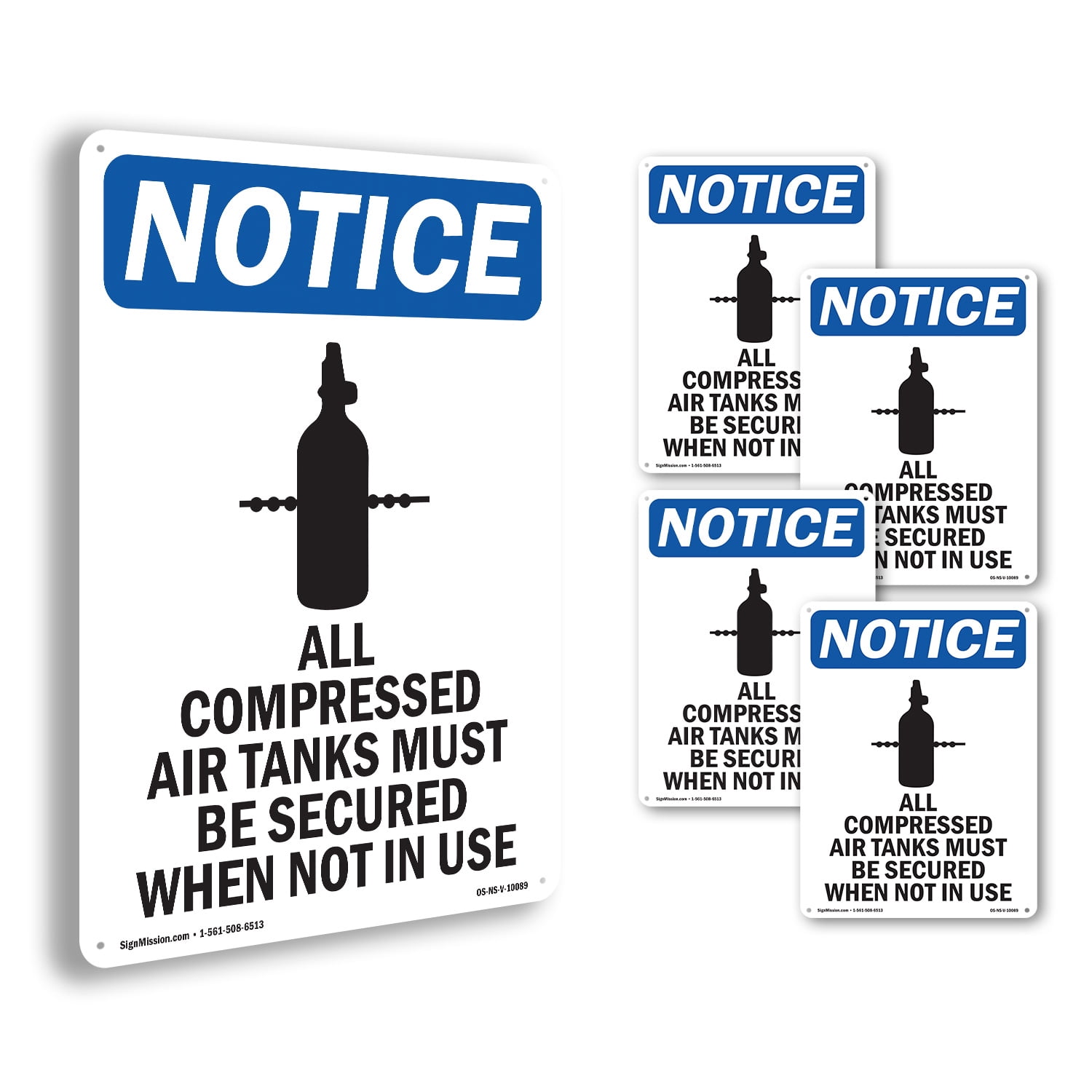 All Compressed Air OSHA Notice Rigid Plastic Sign 18 Inch x 12 Inch - 5 ...