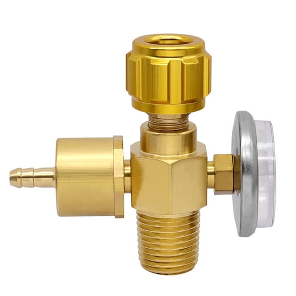 All Copper 2 Liter Oxygen Cylinder Valve For Portable Welding Torch Steel Cylinder AC Refrigeration Repair Brass Pressure Reducing Switch With Knob