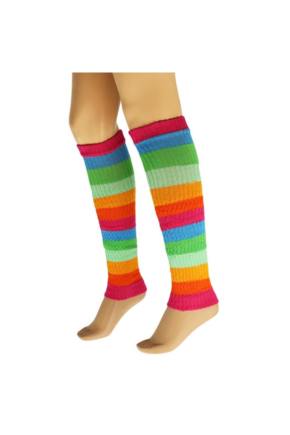 All Cotton Leg Warmers for Women 80s Colorful Soft Knitted 1 Pair - Colors 1