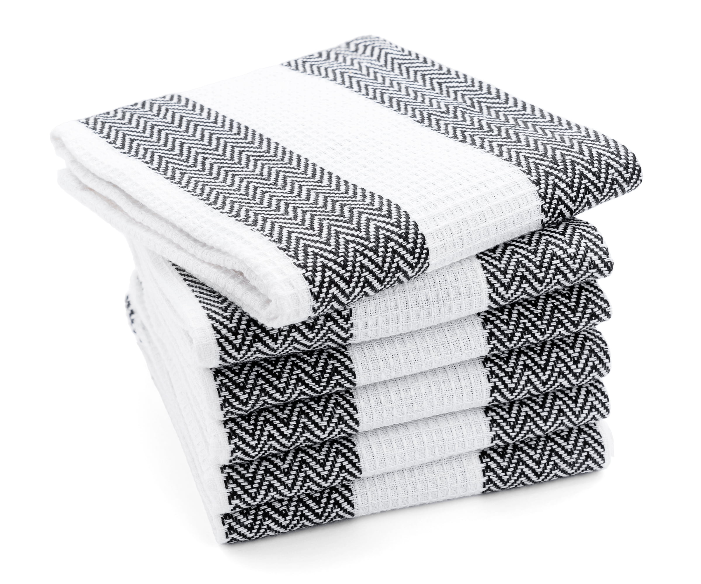 All Cotton and Linen Black and White Dish Towels, Kitchen Towels, Set
