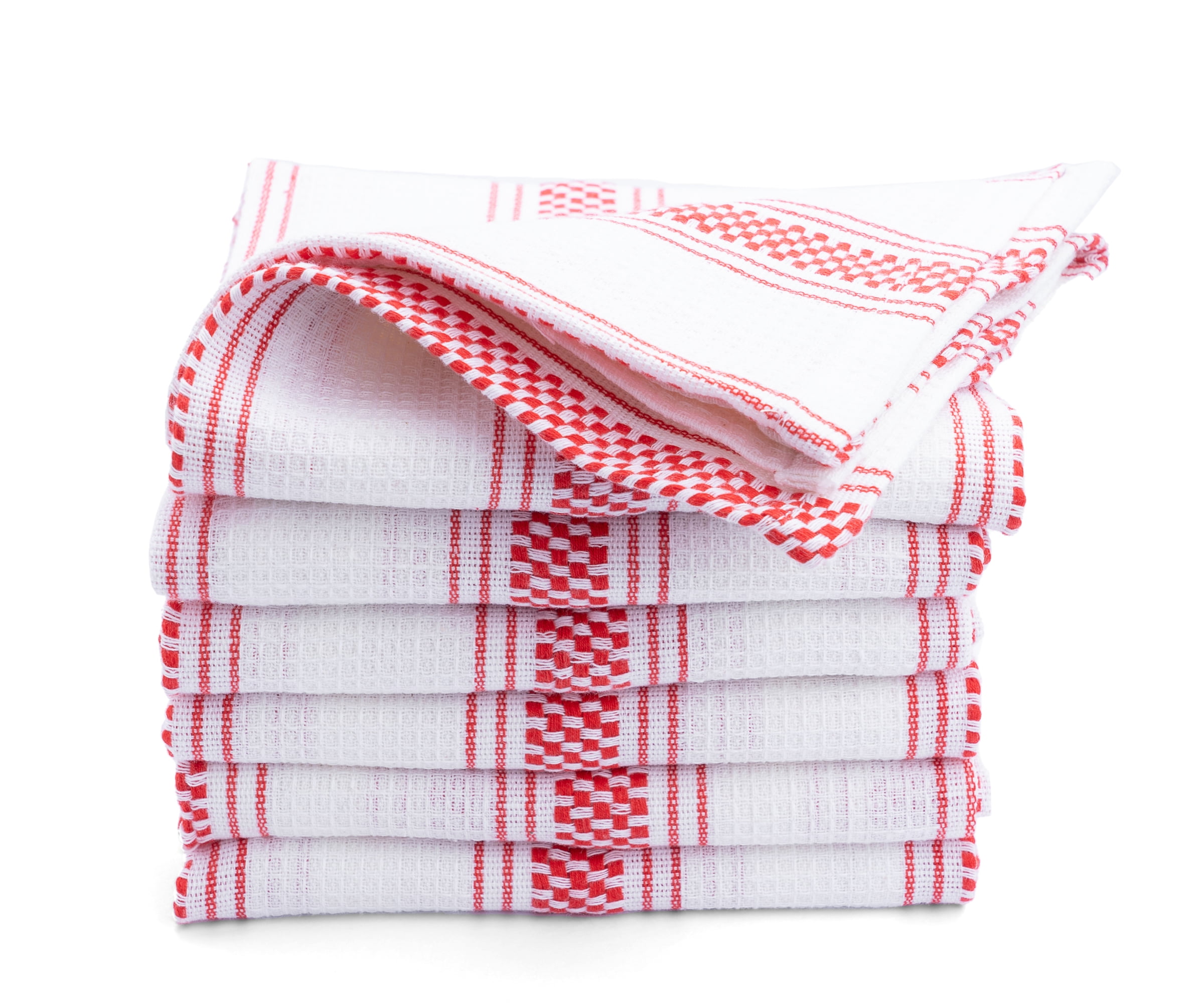 Christmas Kitchen Towels 100% Cotton Dish Towel Set of 4 Red Striped Tea  Towels