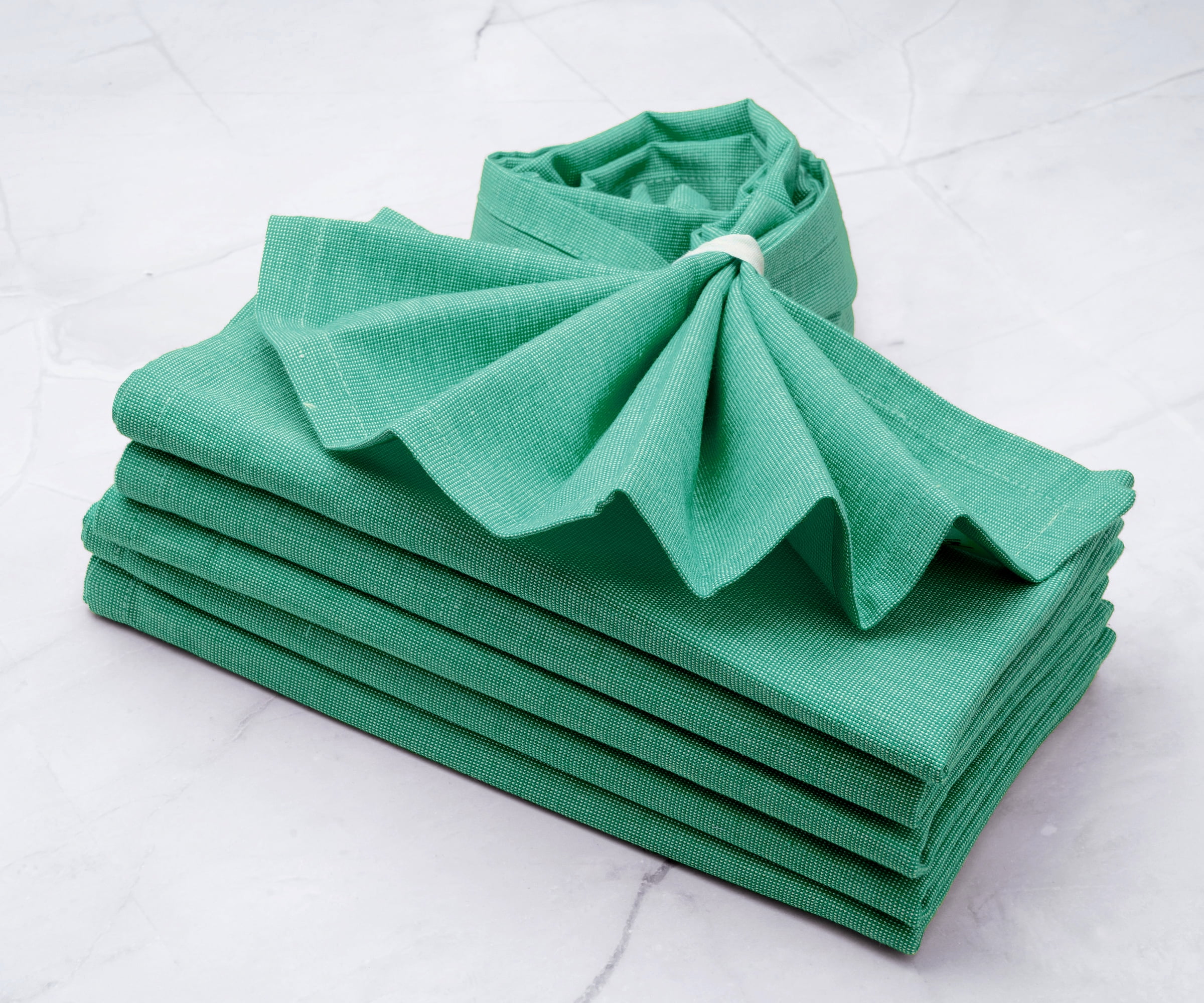 All Cotton and Linen Cloth Napkin, Dinner Napkins Set of 6, Green