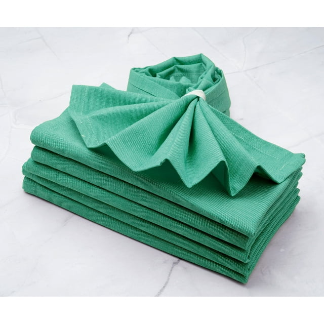 All Cotton and Linen Cloth Napkin, Dinner Napkins Set of 6, Green