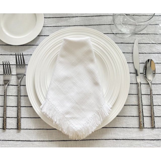 All Cotton and Linen Cloth Napkins Dinner Napkins Set of 4 White Cotton Linen Napkins