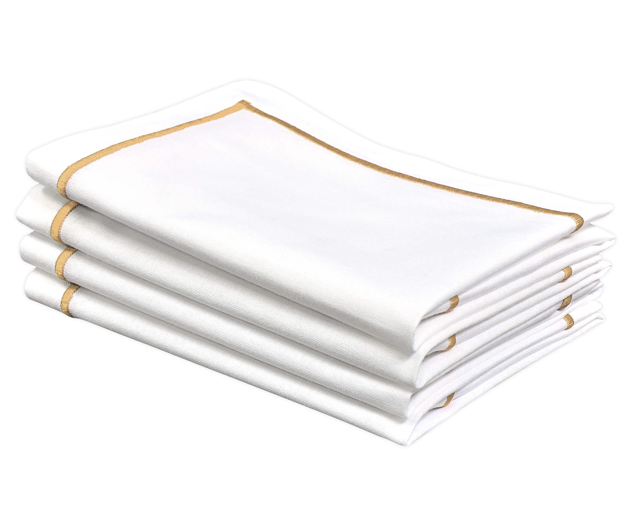 All Cotton and Linen Cloth Napkins, Dinner Napkins, White Napkins with Gold  Trim, Cotton Dinner Napkins, Linen Napkins, Home Decor, 18x18 Pack of 4