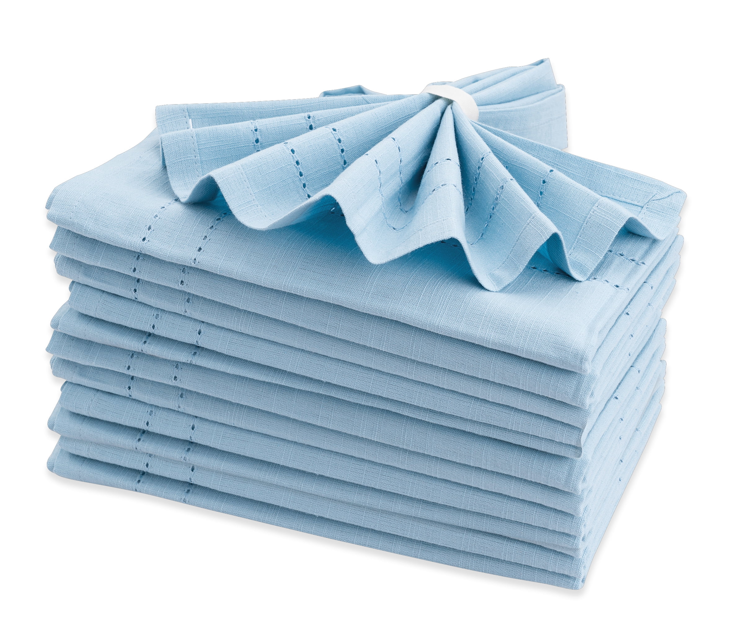 All Cotton and Linen Cloth Napkins, Light Blue Napkins, Set of 12 Cloth Dinner Napkins, Hanukkah
