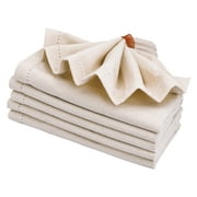 All Cotton and Linen Cloth Napkins, Set of 6 (20"x20"), Hemstitch Dinner Napkins, Cotton Dinner Napkins, Farmhouse Table Napkins, Beige Linen Napkins, Home Decor