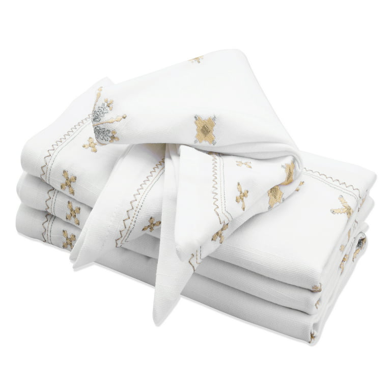All Cotton and Linen Cotton Napkins - Christmas Embroidered White Cloth  Napkins Set of 4 - Dinner Napkins - Wedding Table Napkins - Beige Dinner