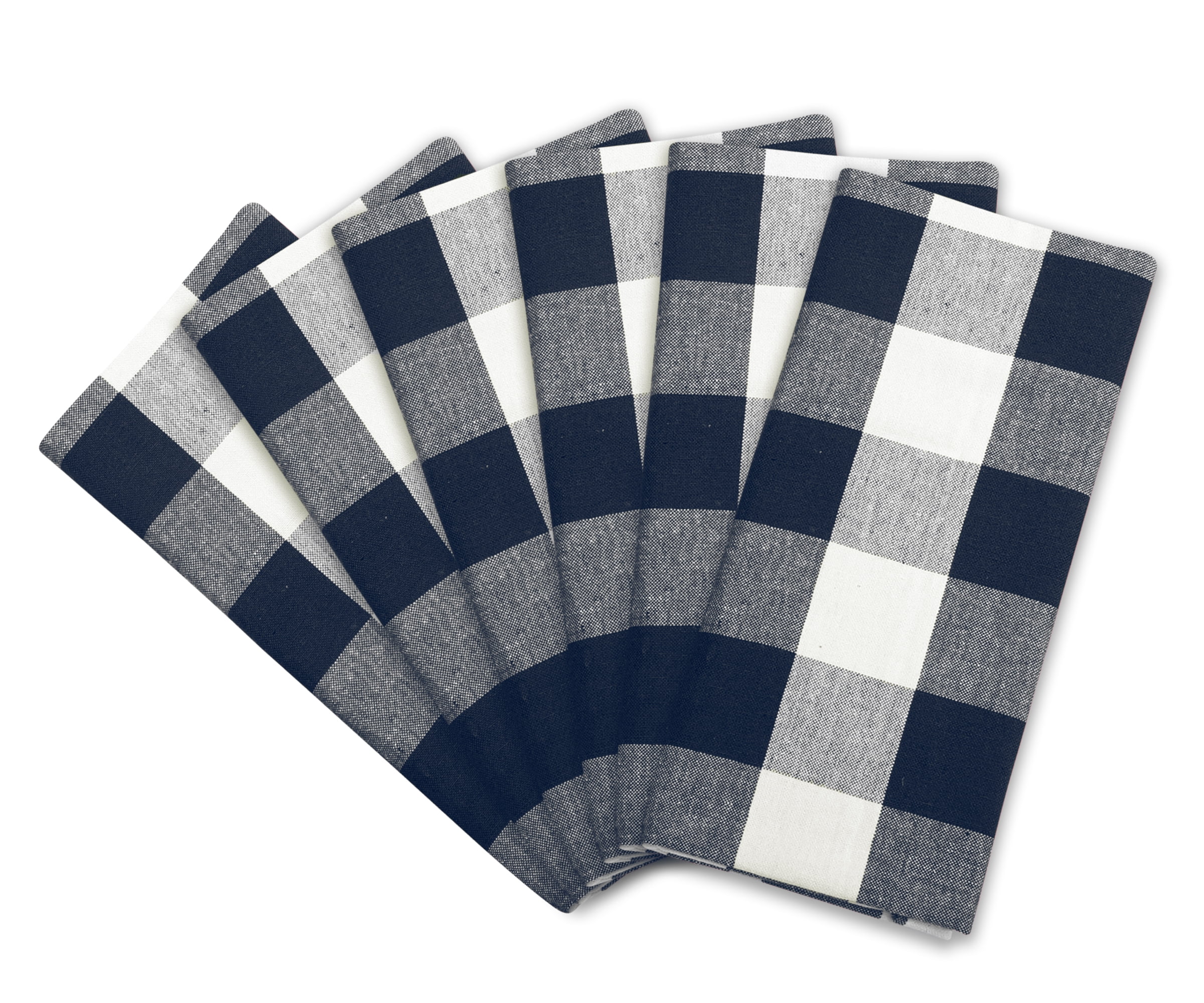 All Cotton and Linen Cotton Napkins Set of 6, Buffalo Plaid Napkins