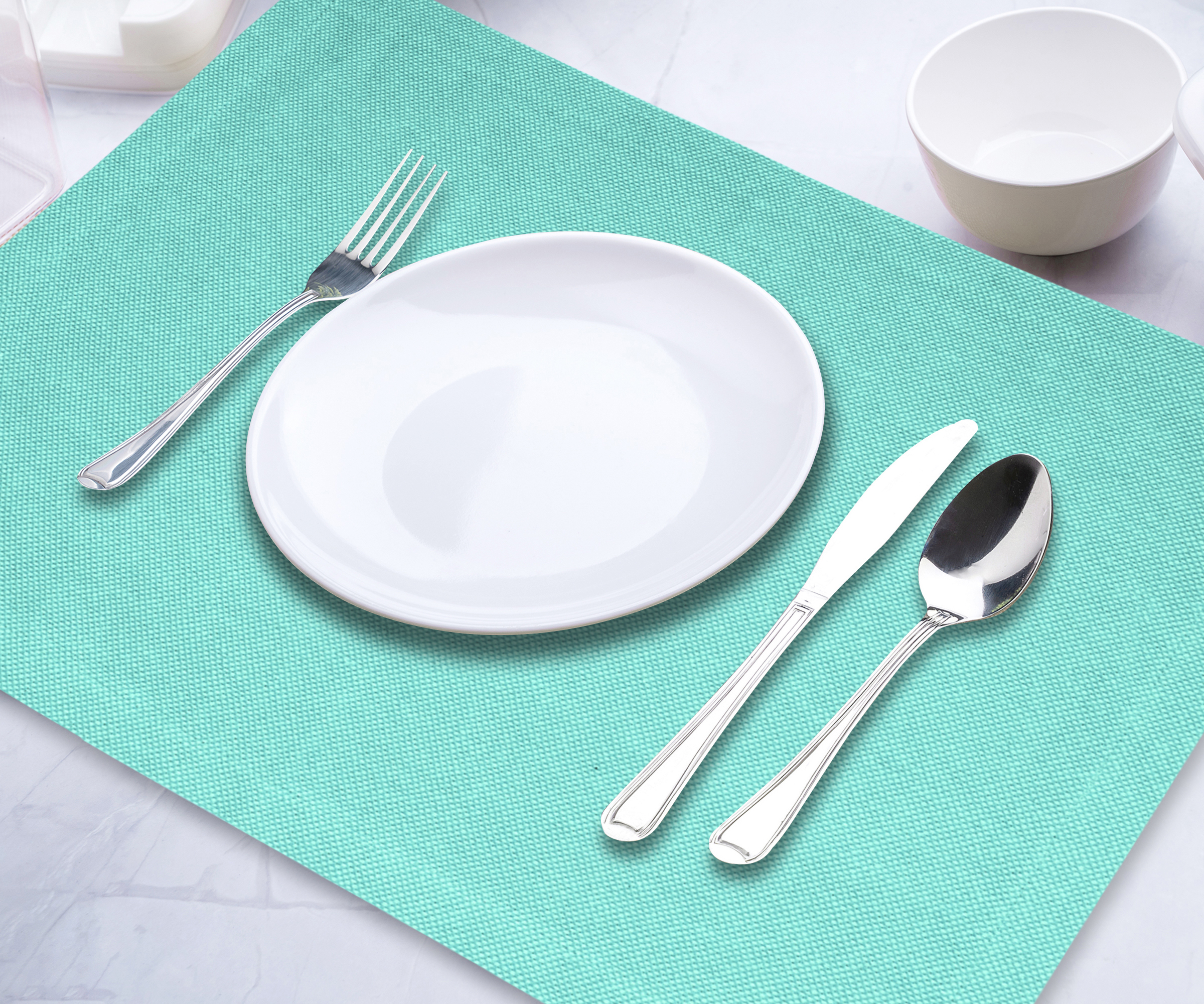 All Cotton and Linen Placemats Set of 6, Cotton Placemats, Blue Place