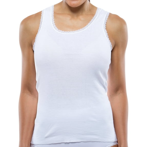 All Cotton, Scoop Neck, Ribbed Tank Top by Teri Lingerie