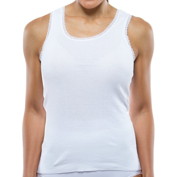All Cotton, Scoop Neck, Ribbed Tank Top by Teri Lingerie