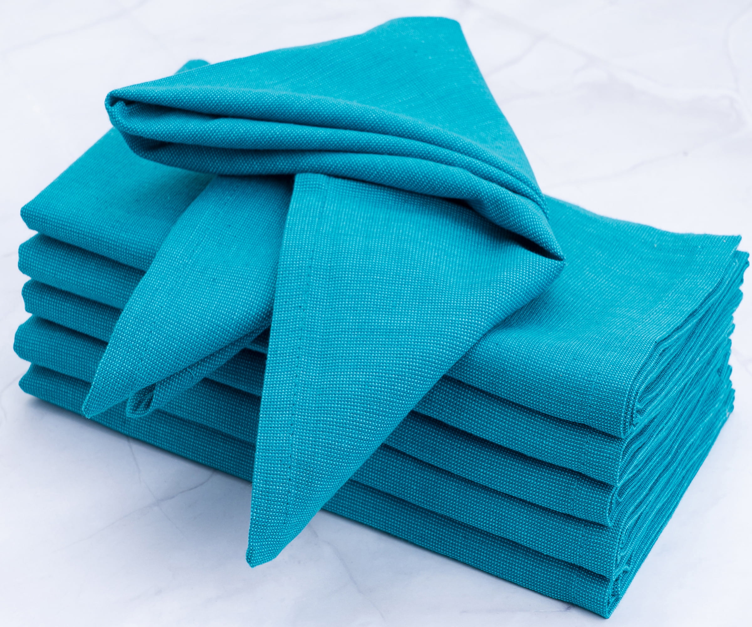 All Cotton and Linen Dinner Napkins Blue Cloth Napkins Set of 6 100