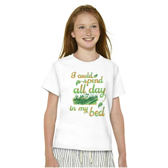 All Day Bed Flower Beds Garden Humor Girls Kids T Shirt Tees Teen Brisco Brands L