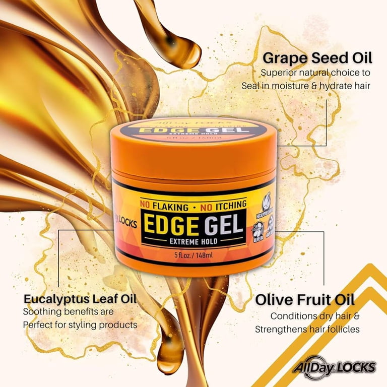 All Day Locks Extreme Hold Edge Gel - 10oz for Slick Hair Sheen