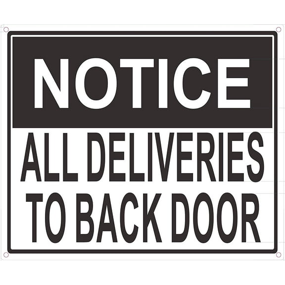 All Deliveries to Back Door Sign (Aluminium, 10x12)