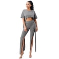 thumbnail image 1 of LOVE SENSE by LOVE SENSE All Directions Set, Women's 2-Piece Casual Outfit, Gray, Relaxed Fit, Cropped, Short Sleeve, 1 of 3