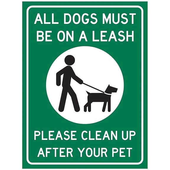 All Dogs Must BE ON A Leash Clean Up Sign - 8"x12" Mandatory Metal Tin Sign, Industrial & Commercial Series, for Park, Community