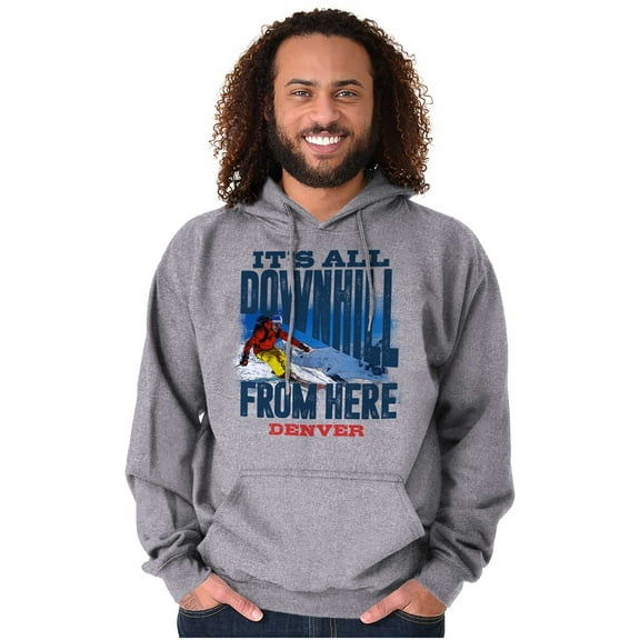 All Downhill From Here Denver CO Hoodie Sweatshirt Women Men Brisco Brands S