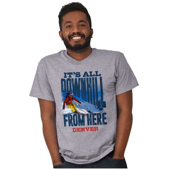 All Downhill From Here Denver CO Men's Graphic T Shirt Tees Brisco Brands X