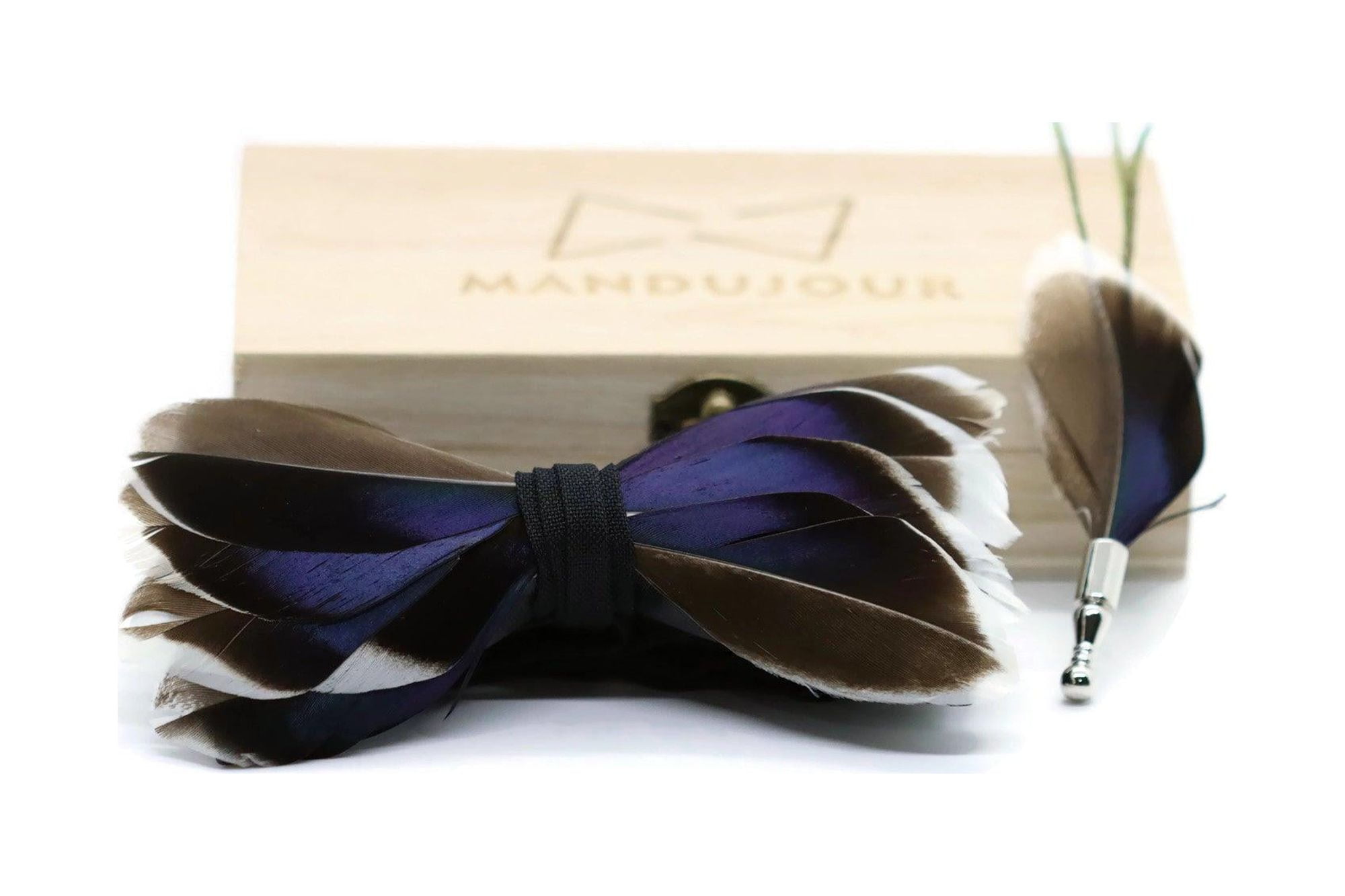 All Duck Feather Bow Tie with Feather Lapel Pin Set - Walmart.com