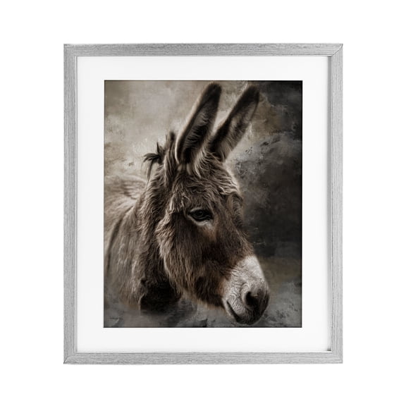 Stupell Industries All Ears Donkey Gray Framed Print Under Glass, design by Robin-Lee Viera
