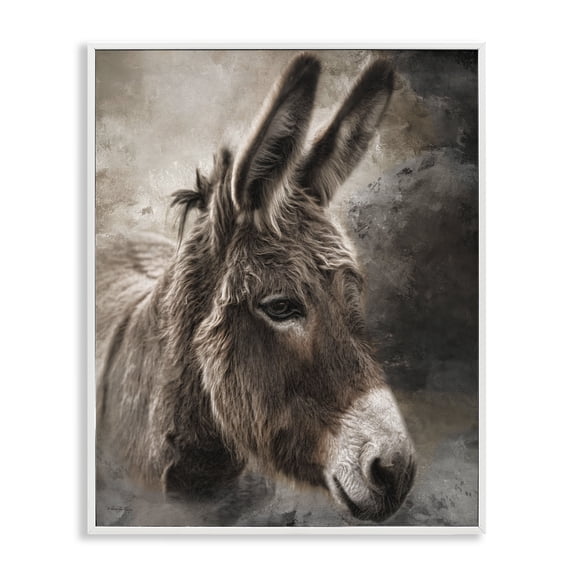 Stupell Industries All Ears Donkey White Framed Giclee Art, design by Robin-Lee Viera