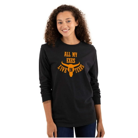 All Exes Live In Texas Lonestar State Women Plus Size Long Sleeve Graphic Tee Brisco Brands 2X